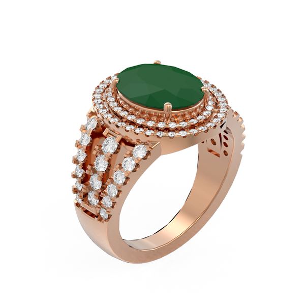 5.39 ctw Emerald & Diamond Ring 18K Rose Gold - REF-263A6N