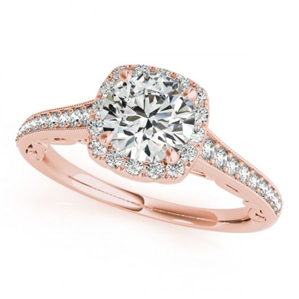 0.9 ctw Certified VS/SI Diamond Halo Ring 18k Rose Gold - REF-113H9R