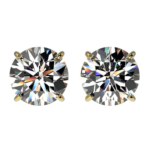 2.03 ctw Certified Quality Diamond Stud Earrings 10k Yellow Gold - REF-256G3W