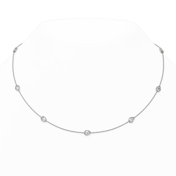 4.5 ctw Pear Cut Diamond Station Necklace 18K White Gold - REF-747W4H