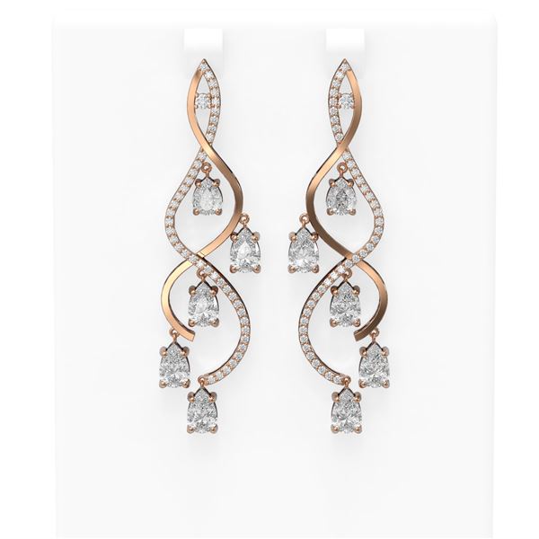 5.68 ctw Diamond Earrings 18K Rose Gold - REF-839K2Y