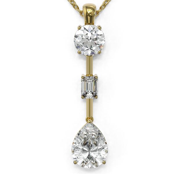 2.5 ctw Pear Cut Diamond Designer Necklace 18K Yellow Gold - REF-666H2R