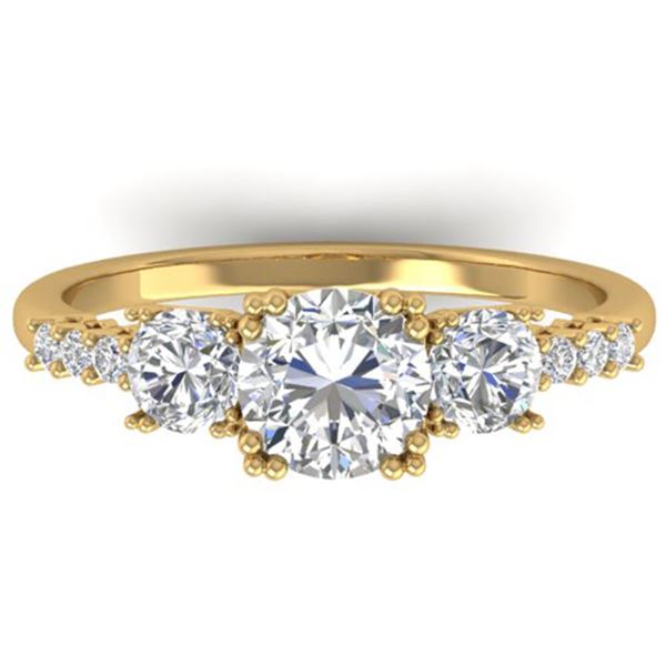 1.5 ctw Certified VS/SI Diamond Art Deco 3 Stone Ring 14k Yellow Gold - REF-215N3F