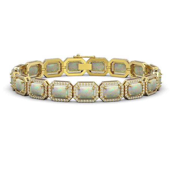 16.86 ctw Opal & Diamond Micro Pave Halo Bracelet 10k Yellow Gold - REF-436K4Y