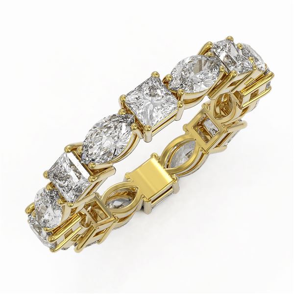 4.16 ctw Princess Cut Diamond Eternity Ring 18K Yellow Gold - REF-584A5N