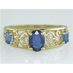 Gem Certified .75 ct Ceylon Sapphire & Diamond Ring 14k