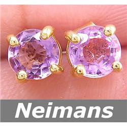 Certified Gems 1.00 ct Amethyst Stud Earrings 14kt Gold