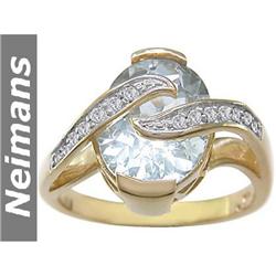 Certified Gem 4.25 ct Aquamarine & VS Diamond Ring 14kt