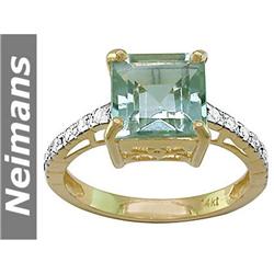 Vintage 3.50 ct Aquamarine & VS Diamond Ring 14kt Gold