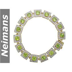 Certified 5.25 ct Green Amethyst & Sapphire Ring 14kt