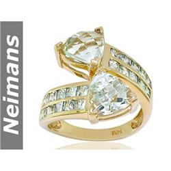 Gem Certified 8.50 ct Green Amethyst & Diamond Ring 14k