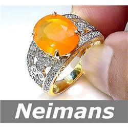 Certified Gem 6.50 ct Sapphire & Diamond Ring 14k Gold