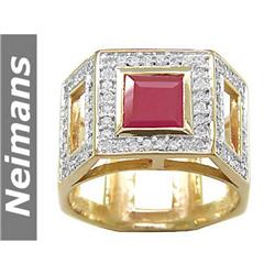 Men's Certified 2.25 ct Ruby & Diamond Gents Ring 14kt