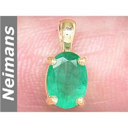 Certified 1.00 ct Emerald Solitaire Pendant 14kt Gold