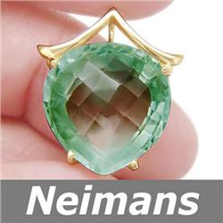 Certified Gem 15.25 ct Green Amethyst Pendant 14kt Gold