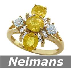 Gem Certified .50 ct Yellow Sapphire & Diamond Ring 14k