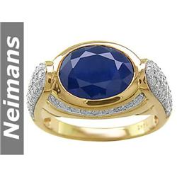 USGL Certified 4.75 ct Sapphire & Diamond Ring 14K Gold