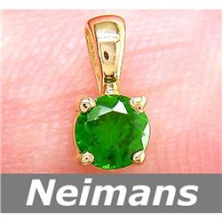 Gem Certified .50 ct Chrome Diopside Pendant 14kt Gold
