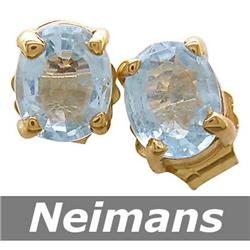 USGL Certified .75 ct Aquamarine Stud Earrings 14k Gold