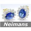 Image 1 : Estate 3.00ct Ceylon Sapphire & White Sapphire Earrings