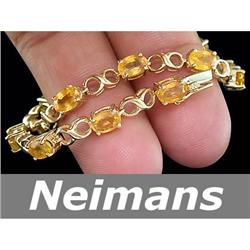 Gem Certified 8.50 ct Yellow Sapphire Bracelet 14k Gold