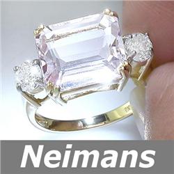 Certified 5.25 ct White Morganite & Diamond Ring 14kt