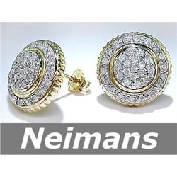 Certified 1.00 ct Diamond Stud Cocktail Earrings 14kt