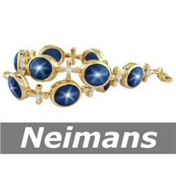 Certified 40.75 ct Star Sapphire & Diamond Bracelet 14k