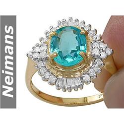 Vintage 2.75 ct Apatite & Diamond Ring 14kt Gold RARE
