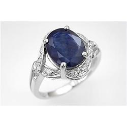 Art Deco 6.25 ct Sapphire & VS Diamond Ring 14kt Cert
