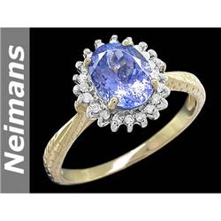 Gem Certified 1.50 ct Tanzanite & Diamond Ring 14k Gold