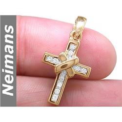 USGL Certified .25 ct Diamond Cross Pendant 14kt Gold