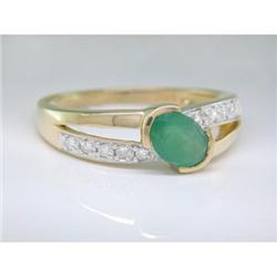 Certified 1.00 ct Emerald & VS Diamond Ring 14kt Gold