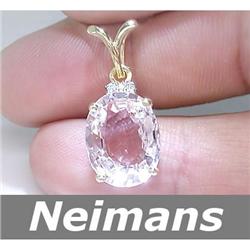 Vintage 6.75 ct Morganite & Diamond Pendant 14kt Gold