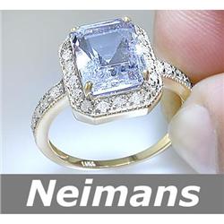 Certified 3.75 ct White Morganite & Diamond Ring 14kt