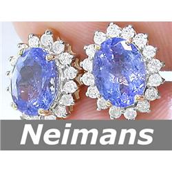 Certified 3.00 ct Tanzanite & Diamond Stud Earrings 14k