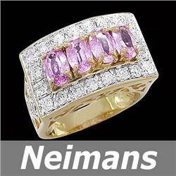 Vintage 3.50 ct Pink Sapphire & Diamond Ring 14kt Gold