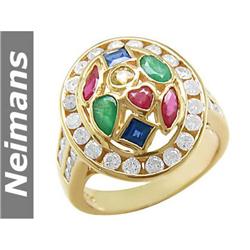 Vintage 3.00 ct Multi Gemstone & Diamond Ring 14kt Gold