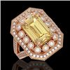 Image 1 : 5.85 ctw Canary Citrine & Diamond Victorian Ring 14K Rose Gold - REF-145X6A