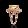 Image 3 : 5.85 ctw Canary Citrine & Diamond Victorian Ring 14K Rose Gold - REF-145X6A