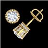Image 1 : 3 ctw VS/SI Diamond Solitaire Art Deco Stud Earrings 18k Yellow Gold - REF-584X3A