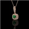 Image 1 : 2.55 ctw Certified Emerald & Diamond Victorian Necklace 14K Rose Gold - REF-100M2G