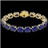 Image 2 : 76 ctw Sapphire & Micro Pave Diamond Bracelet 14k Yellow Gold - REF-317K3Y