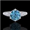 Image 2 : 1.17 ctw Fancy Intense Blue Diamond Art Deco Ring 18k White Gold - REF-180F2M