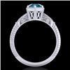 Image 3 : 1.17 ctw Fancy Intense Blue Diamond Art Deco Ring 18k White Gold - REF-180F2M
