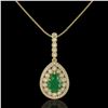 Image 2 : 4.97 ctw Certified Emerald & Diamond Victorian Necklace 14K Yellow Gold - REF-178M2G