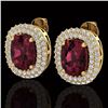 Image 1 : 5.20 ctw Garnet & Micro Pave VS/SI Diamond Earrings 10k Yellow Gold - REF-107G3W