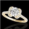 Image 2 : 1.33 ctw Certified Diamond Solitaire Halo Ring 10k Yellow Gold - REF-190G9W
