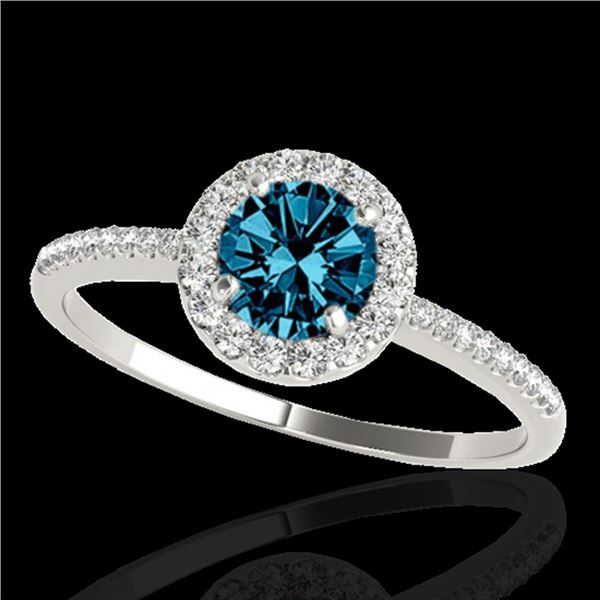 1.2 ctw SI Certified Fancy Blue Diamond Solitaire Halo Ring 10k White Gold - REF-122Y8X