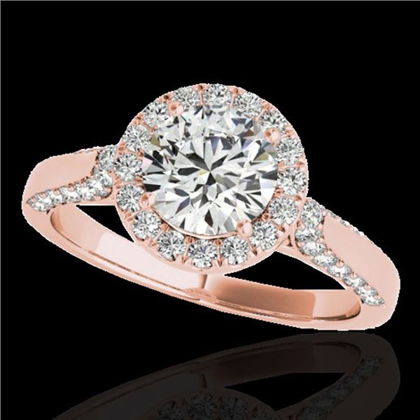 2.15 ctw Certified Diamond Solitaire Halo Ring 10k Rose Gold - REF-368Y2X